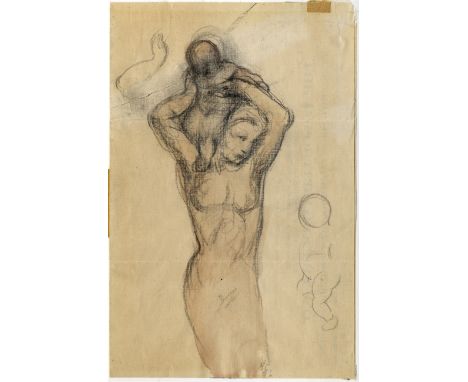 GIBRAN KAHLIL: (1883-1931) Lebanese-American Artist &amp; Poet. A charming original pencil drawing, heightened in watercolour