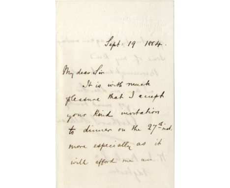 SULLIVAN ARTHUR: (1842-1900) English Composer. Early A.L.S., Arthur S. Sullivan, two pages, 8vo, Claverton Terrace, St. Georg