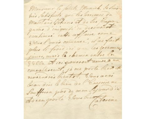  CATHERINE II: (1729-1796) Empress of Russia 1762-96, known as Catherine the Great.An excellent A.L.S., Catherine, one page, 