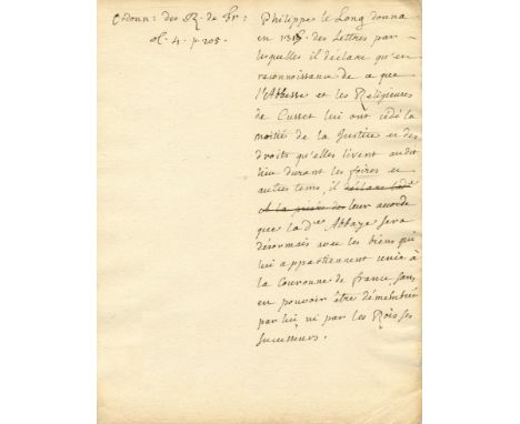 ROUSSEAU JEAN-JACQUES: (1712-1778) French Writer and Philosopher. An interesting autograph manuscript, unsigned, one page, 4t