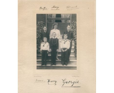 ROYAL CHILDREN OF KING GEORGE V: An exceptional and rare vintage signed sepia 8 x 9.5 photograph by each of the six children 