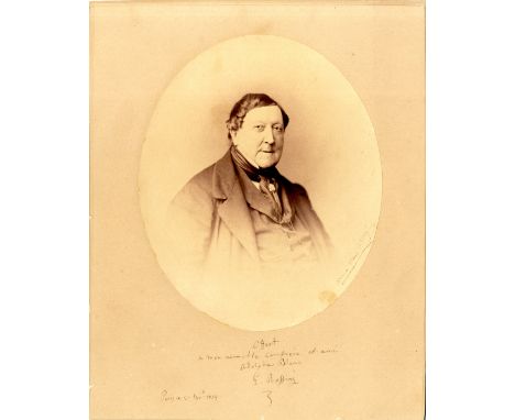 A Blanc image inscribed to another Blanc  ROSSINI GIOACHINO: (1792-1868) Italian Composer.  A very fine, large signed and ins