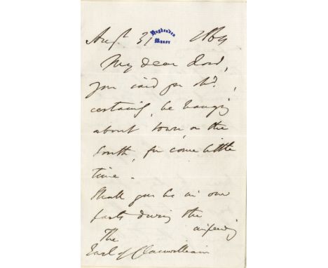 DISRAELI BENJAMIN: (1804-1881) British Prime Minister 1868, 1874-80. A.L.S., B Disraeli, three pages, 8vo, Hughenden Manor, 3