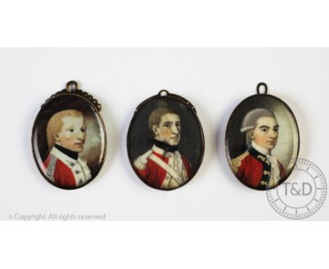 English School - late 18th century - of Naval interest, Three watercolour on ivory portrait miniatures, Portrait of Royal Mar