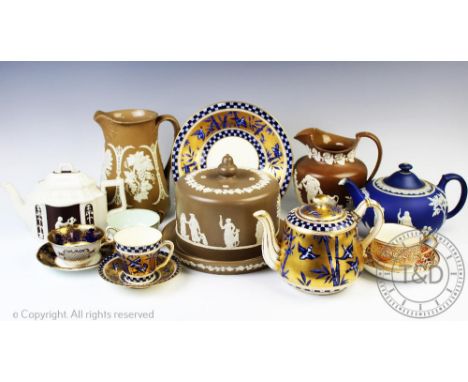 A selection British and Continental ceramics, early 19th century and later, to include a Turner teapot, circa 1815, a cameo w