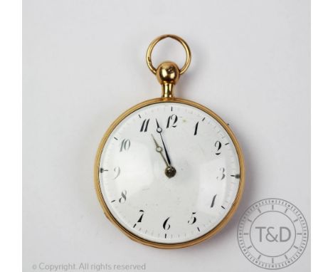 A Robert et Fils open face chiming pocket watch, the white enamel dial with Arabic numerals, inner case stamped 'K18', moveme