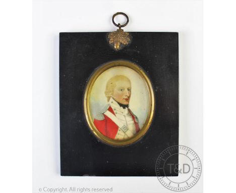 English School - late 18th century of naval interest, Watercolour on ivory portrait miniature, Portrait of 2nd Lieut Henry El