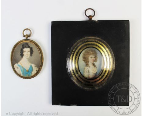 English School - late 18th century, Watercolour on ivory portrait miniature, Portrait of Rebecca Voster wife of Captain Black