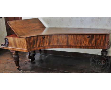 A mid 19th century John Broadwood and Sons walnut grand piano, upon carved and tapered hexagonal legs, numbered 16741 to fram