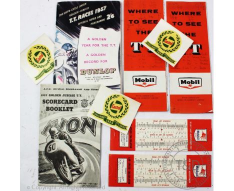 ISLE OF MAN TT INTEREST: THE AUTO-CYCLE UNION GOLDEN JUBILEE T.T. RACES 1957, official guide and programme, with tucked in fr