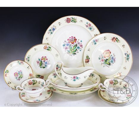 An extensive Wedgwood Harewood pattern dinner service, comprising; twelve dinner plates, twelve side plates, twelve dessert p