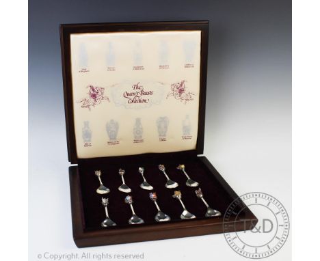 A cased limited edtion set of ten silver and enamel spoons, 'The Queen's Beasts Collection', Toye, Kenning & Spencer, Birming