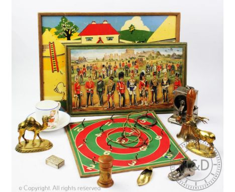 A selection of vintage and collectable items, to include; a Mabel Lucy Attwell Shelley cup and saucer, three wooden children'
