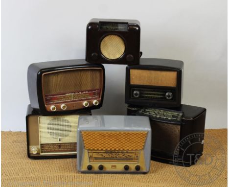 Six vintage radios, to include four bakelite examples, including two by Bush (6) CONDITION REPORT: This lot is sold as decora