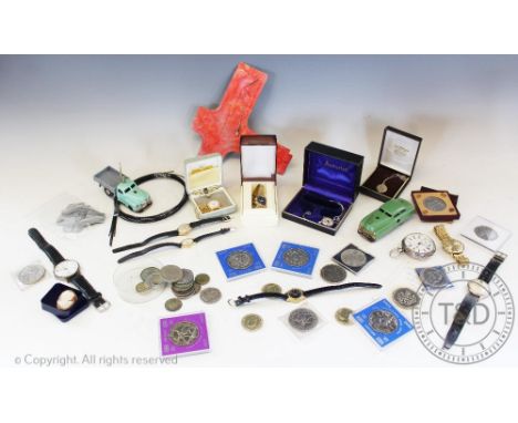 A silver open pocket watch, Birmingham 1885, dial marked 'H. Samuel, 97 Market St, Manchester', further wristwatches to inclu