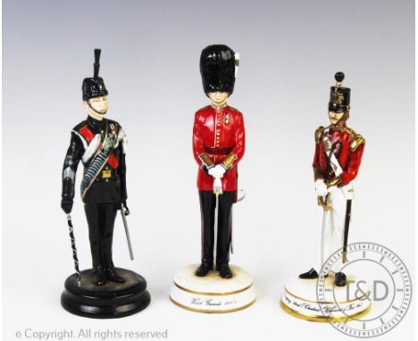 Three Michael Sutty limited edition military figures, 'Welsh Guards 1980's', No 84/250, 21.5cm, 'Officer, Light Company 22nd 