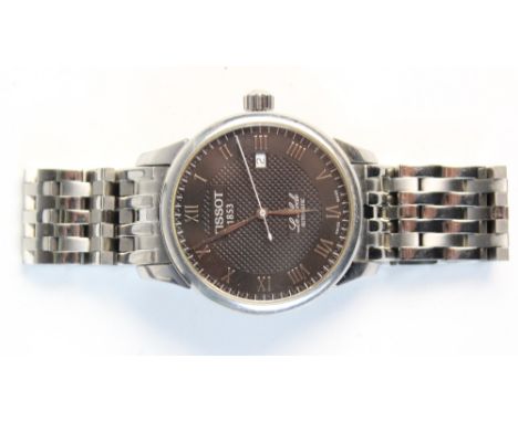 A gentlemans stainless steel Tissot wrist watch, 'La Locle', Roman numeral dial with date aperture, in box