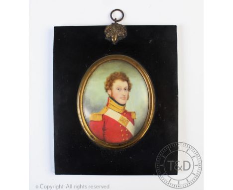 English School - early 19th century - of naval interest, Watercolour on ivory portrait miniature, Portrait of Lieut G Elliot 