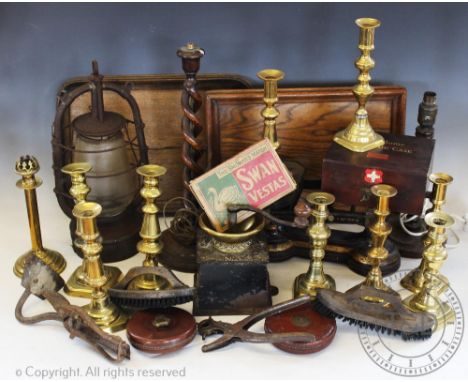 A selection of 19th century and later vintage and metal wares, to include a coffee grinder 'A Kenrick, No 5' (chip to base) w