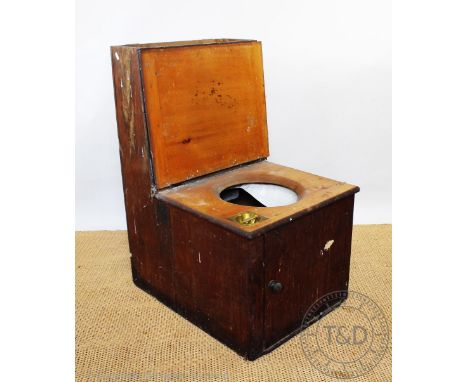 A Victorian stained pine 'A Moules patent earth system' commode or lavatory, with brass handle, 94cm high Provenance: Clynog 