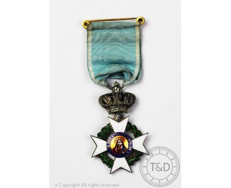 A Greek enamel Order of The Redeemer, in fitted case named for G Romanis, Athens 
