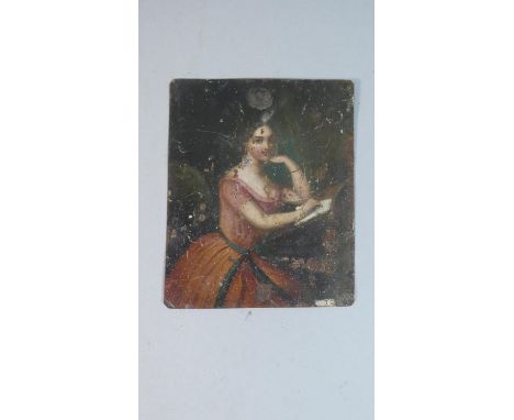 A 19th Century Oil on Copper Miniature Portrait of a Lady, 12.5cm x 10.5cm 