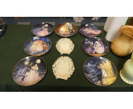 A Collection of Seven Magic of Cinderella Decorated Plates and Two Leonardo Photoframes 