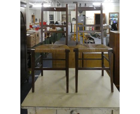 A Pair of Rush Seated Ladder Back Bedroom Chairs 