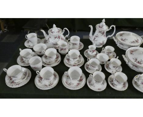 A Collection of Royal Albert Lavender Rose Tea and Coffee Wares to Include Six Trios, Teapot, Sugar, Cream and Bread and Butt