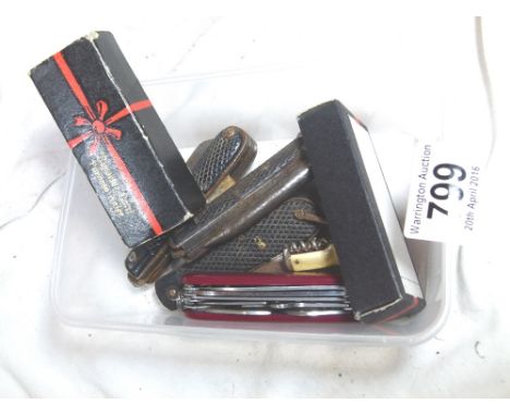 ARMY KNIVES. Three army knives and a Hamlet Swiss army knife