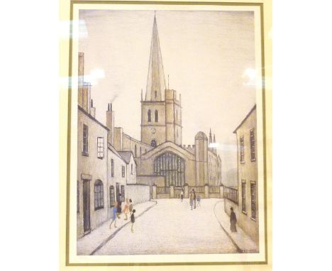 LOWRY BURFORD CHURCH. L S LOWRY Burford Church, a limited edition colour Print 41/1500, with gallery blindstamp image size 51