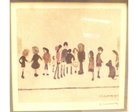 LOWRY GROUP OF CHILDREN. Signed limited edition print of L S Lowry Group of Children, signed in pencil lower right and bearin
