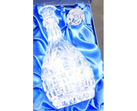 LUIS GORDON SHERRY DECANTER. Cased Luis Gordon glass sherry decanter