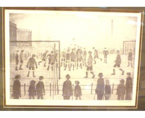 LOWRY FOOTBALL MATCH. Signed limited edition black and white print of L S Lowry Football Match, 285/850, signed in pencil low