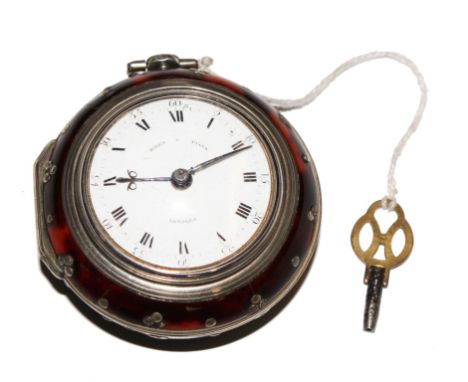 A rare triple cased horn & silver verge fusee by Higgs and Evans, London 1789.  Originally operated from Sweetings Alley in L