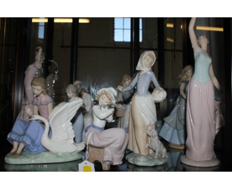 A selection of ten Nao figurines of young girls and ladies