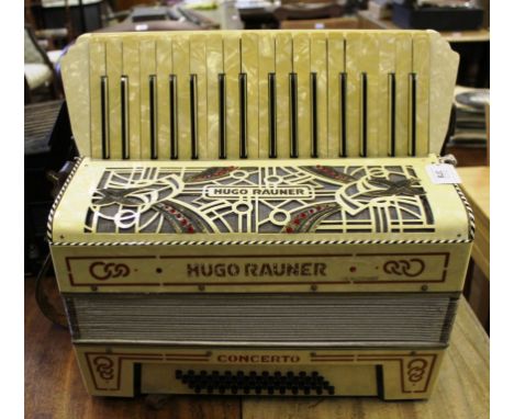 A Hugo Rauner Concerto accordion with original box, made in Germany 