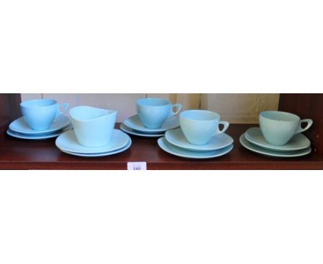 Midwinter light blue 'Modern Shape' melamine tea sets (15)