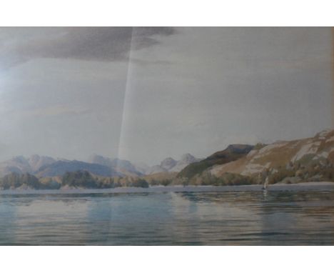 William Heaton Cooper RI, (1903 - 1995) printWINDERMERE LAKE AND LANGDALE PIKES FROM LOW WOODSigned on the bottom left, frame