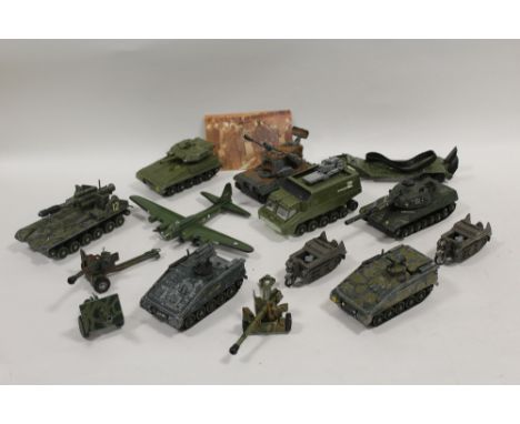 A COLLECTION OF DIE CAST ARMY RELATED TOY VEHICLES to include Dinky and Britains examples  