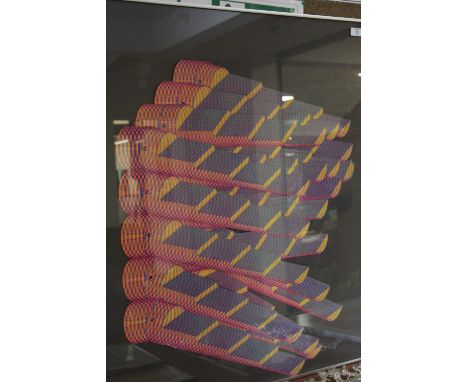 MIROSLAV SUTEJ (1936-2005). An op art composition, unsigned, mobile coloured lithograph on pieces of card, 83 x 95 cm