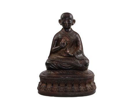 Chinese Bronze Seated Buddha H:15.5in(39.3cm) W:12in(30.4cm)
