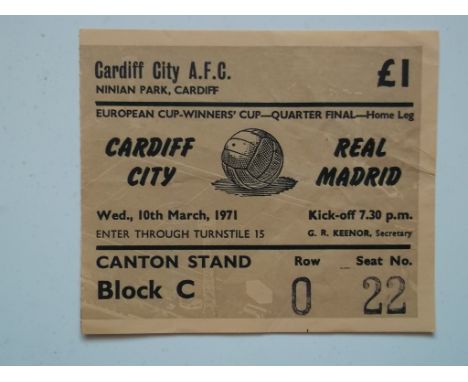 Rare ticket for this European Cup Winners Cup Quarter Final match