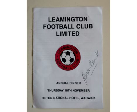 Leamington FC menu hand signed by Gordon Banks who was the Guest speaker