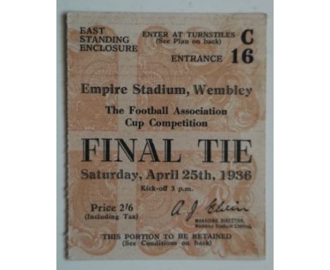 Rare ticket for the 1936 FA Cup Final