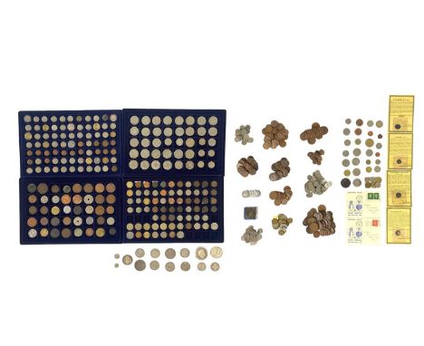 Coin case with GB Silver and other coinage A coin case containing four trays, three bags of silver coins and a plastic tub of