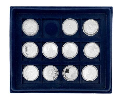 A collection of nine Westminster silver proof Royal Commemorative £5 coins. Each 28.28g, encapsulated and with certificates. 