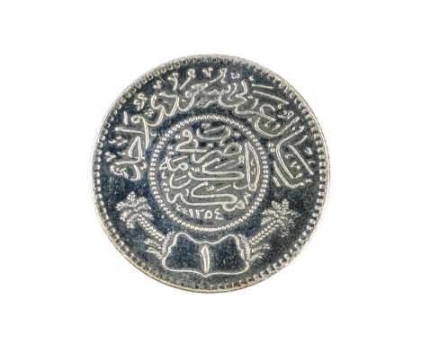 A Saudi Arabia Silver Riyal, unknown mint, 1944 Recovered from the wreck of the SS. John Barry, sunk by a torpedo off the coa