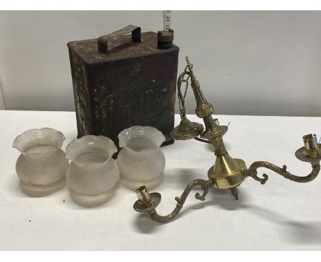 A vintage Pratts petrol can &amp; mid century ceiling light. (no shipping) 