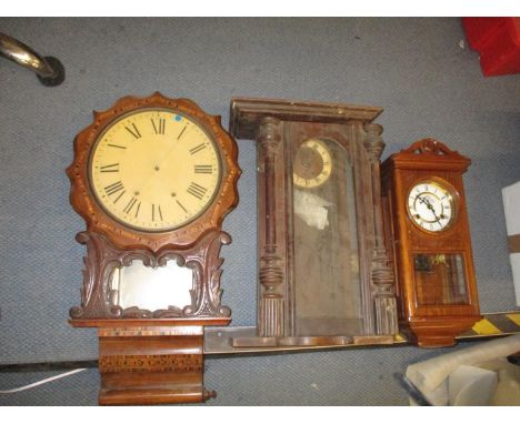 A 19th century Tunbridge ware inlaid wall clock together with two other clocksLocation: RAF 